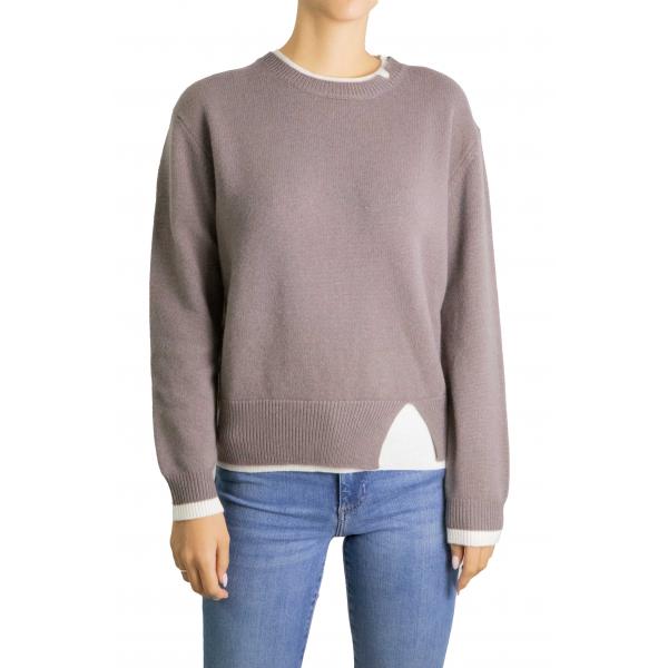 Maglioncino in pura lana con bordi a contrasto 